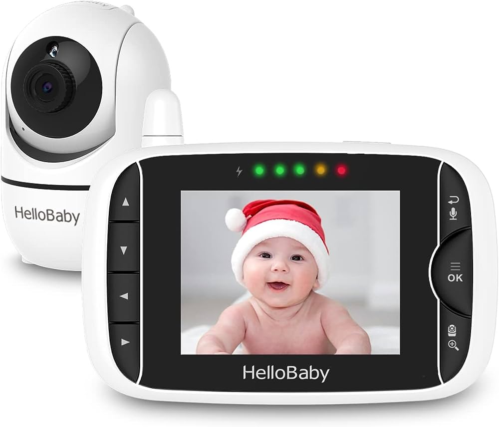 HelloBaby Baby Monitor with 3.2 IPS Screen - Baby Camera Monitor with Remote Pan-Tilt-Zoom Camera No WiFi, Infrared Night Vision, 1000ft Wireless Connection