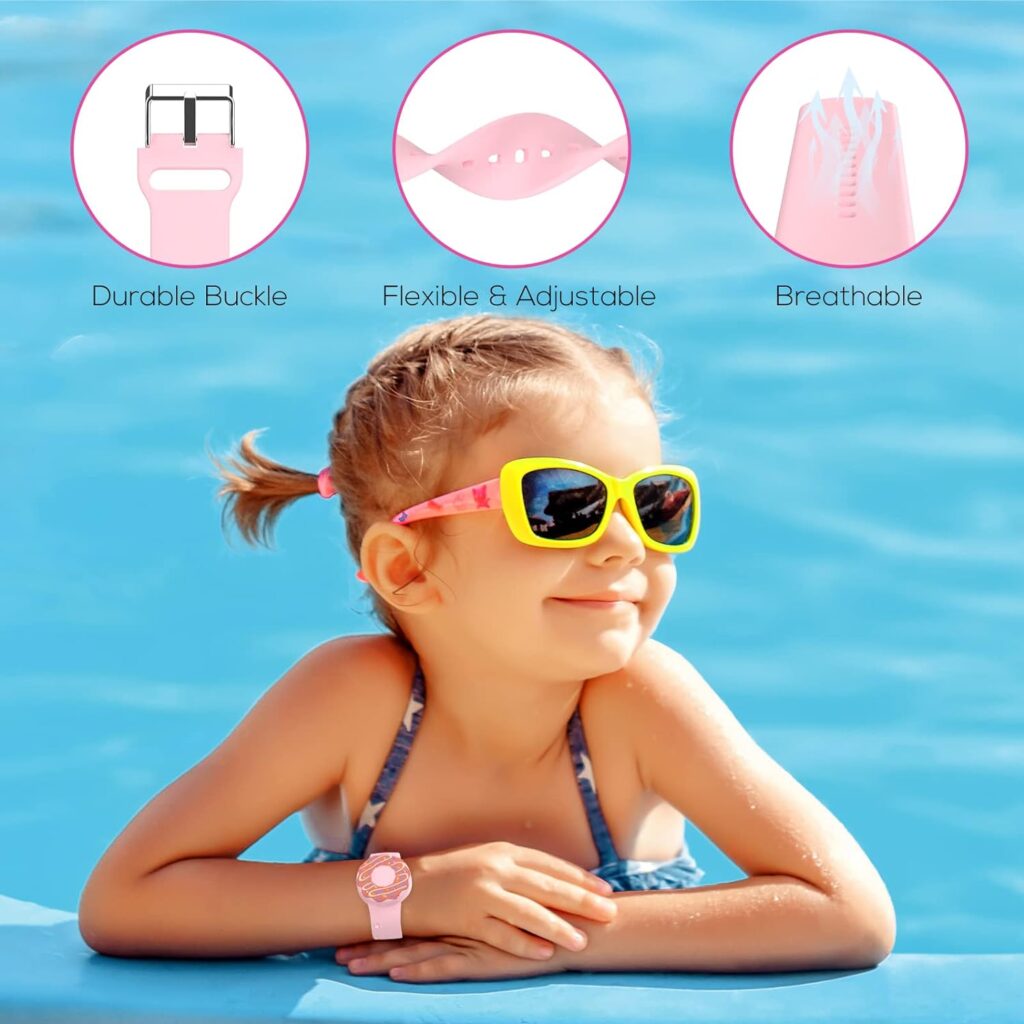 Waterproof Air tag Bracelets for Kids (2 Pack) - Soft Silicone Hidden Air tag Wristband - Lightweight GPS Tracker Holder Compatible with Apple Airtag Band for Child (Penguin/Donut)